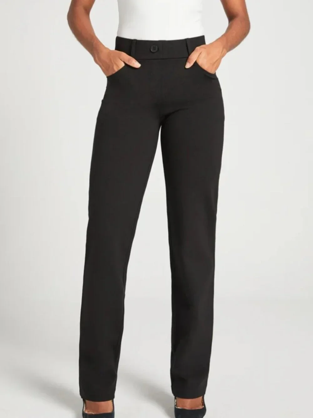 New Betabrand Black Straight 7 Pocket Dress Pant Yoga Pants Medium